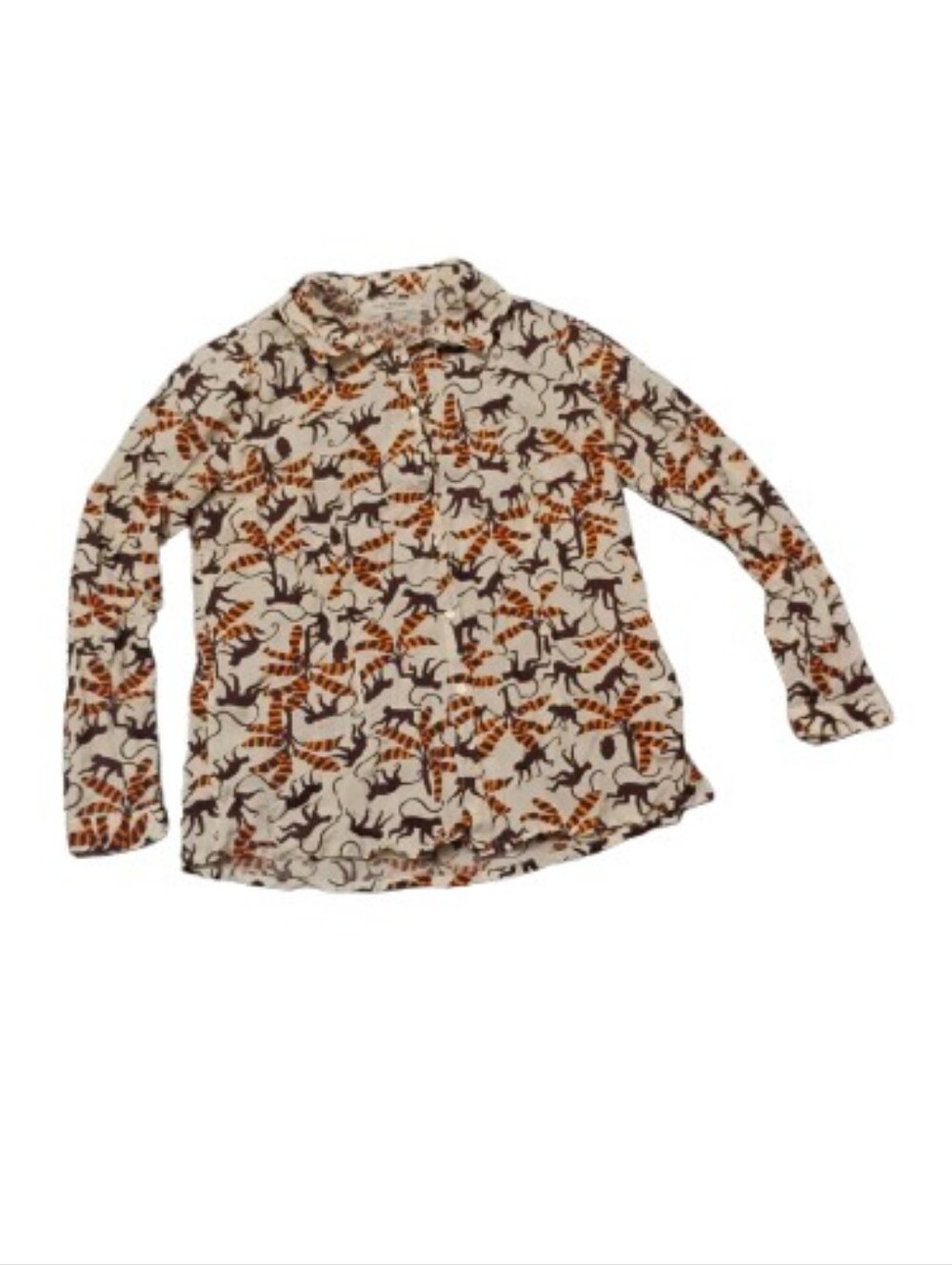 Nice Things By Paloma S. Monkey Print Button Down Shirt Top Sz US 12